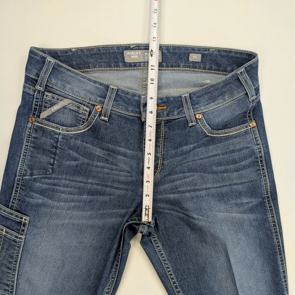 Ariat Rebar Riveter Straight Jeans 31L Mid Rise Nightride Work Denim 34
